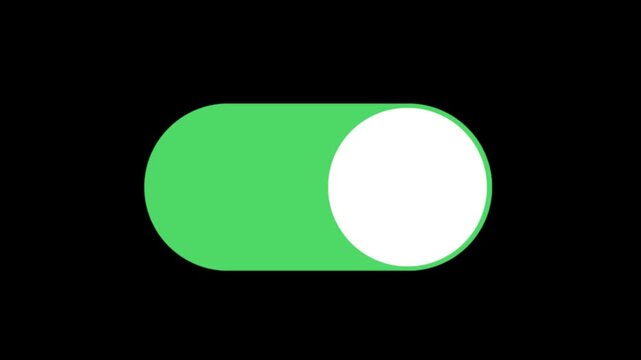 Animated **Toggle Switch Turn On** Green Button UI Icon **Alpha Channel** Loop 4K
