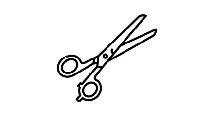 Fototapeta premium Simple Open Scissors Line Art Icon. Black and White Doodle Illustration of a Cutting Tool for Hairdressing, Craft, or Office