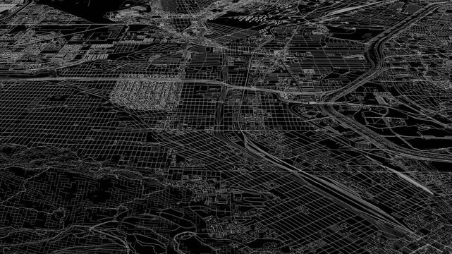 3D looped animation of city - El Paso Texas, USA