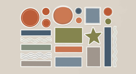 Obraz premium Creative Sticker Pack: Geometric Shapes, Waves, Star - DIY Craft Elements