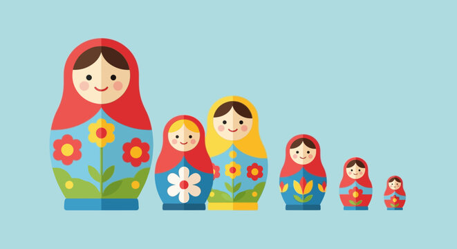 Russian Nesting Dolls Flat Design