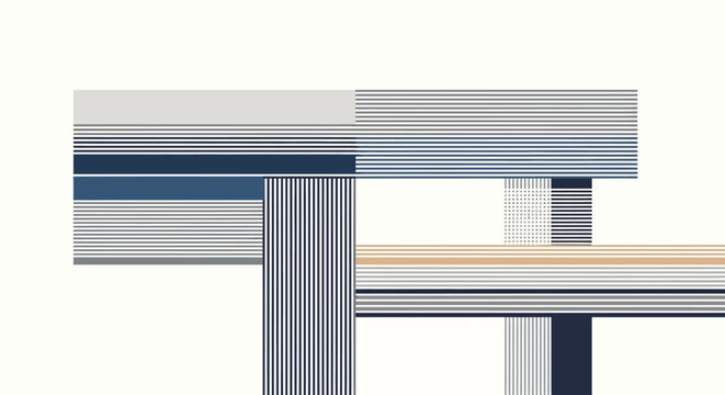 Geometric Abstract Bars and Lines, Minimalist Design on White
