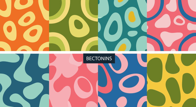 Abstract Organic Shapes Seamless Pattern Backgrounds, Vibrant Colors