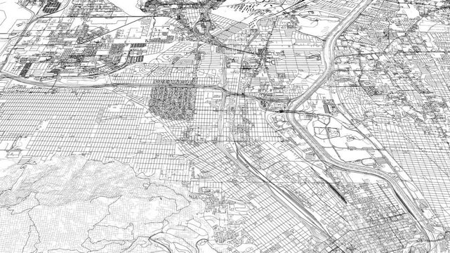 3D looped animation of city - El Paso Texas, USA