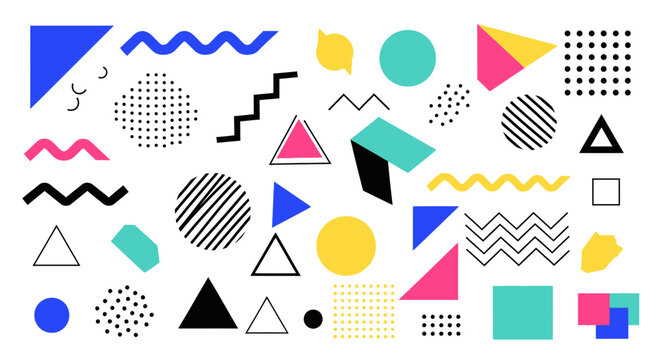 Retro Memphis Design Patterns, Geometric Shapes, 80s Aesthetic