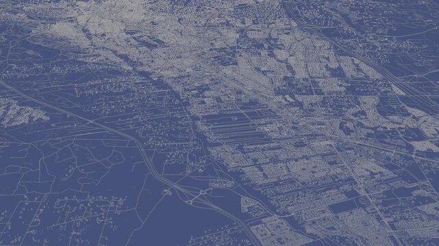 3D looped animation of city - Santa Fe New Mexico, USA