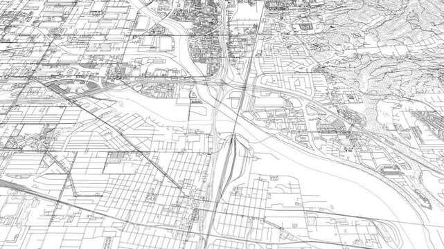 3D looped animation of city - San Bernardino California, USA
