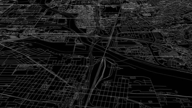 3D looped animation of city - San Bernardino California, USA