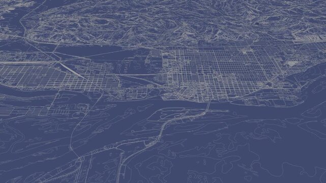 3D looped animation of city - La Crosse Wisconsin USA