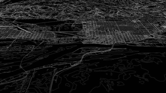 3D looped animation of city - La Crosse Wisconsin USA