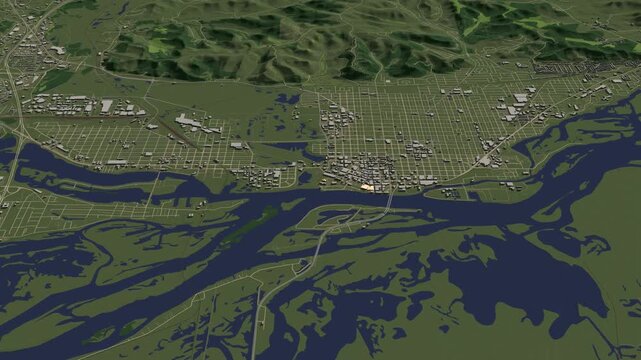 3D looped animation of city - La Crosse Wisconsin USA