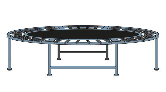A blue metal trampoline frame.