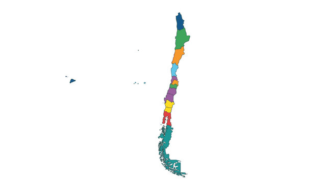 A colorful map of Chile regions.