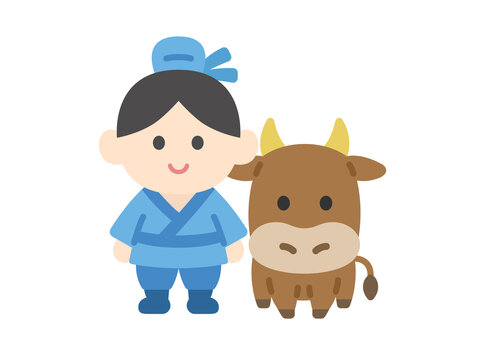 牛飼いのアイコンのイラスト