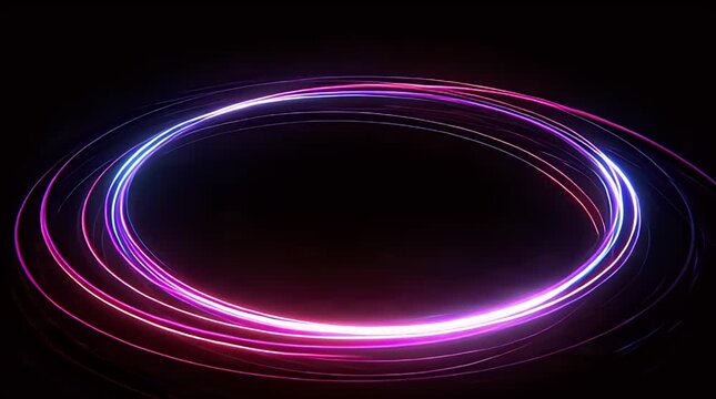Center-Spinning Circular Audio Wave with Vibrant Neon Glow