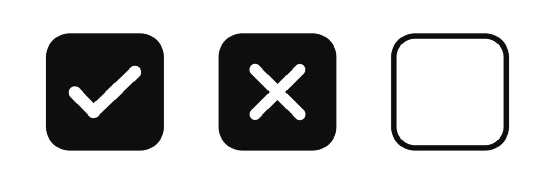checkbox icon set empty checked unchecked cross square selection ui mark solid vector