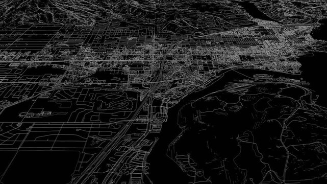 3D looped animation of city - Coeur d'Alene Idaho, USA