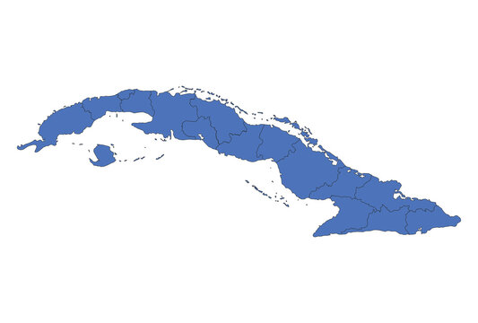 Cuba Administrative Map with Provincial Boundaries, Political Division Map of Cuba Vector Illustration