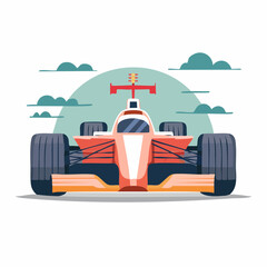 Obraz premium Flat illustration of a red and white Formula 1 race car