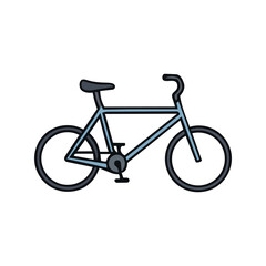 Fototapeta premium A simple, stylized illustration of a blue bicycle with black tires and seat, depicted on a white background.