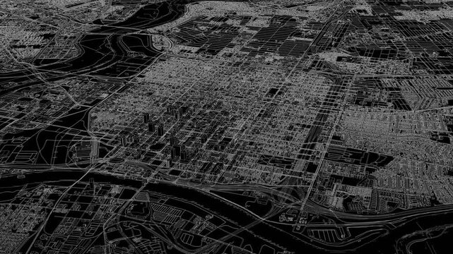 3D looped animation of city - Sacramento California, USA