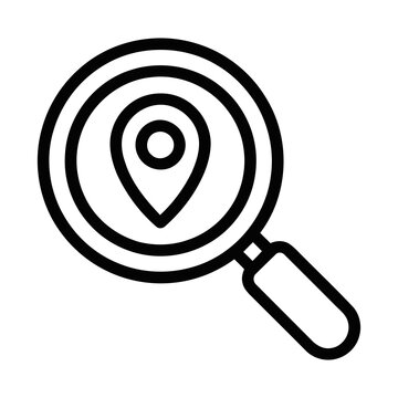 Outline Map Pointer Location Symbol Inside Magnifying Glass Lens Icon