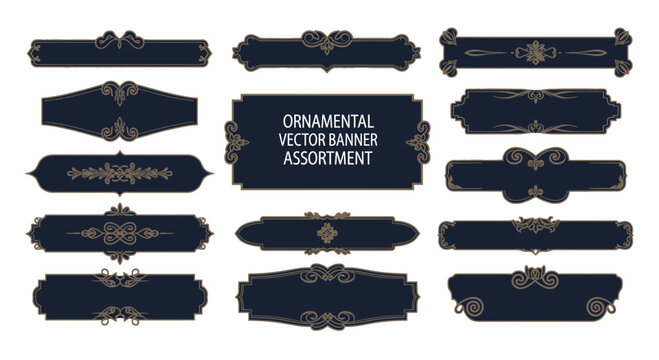 Elegant Decorative Banners Vector Set - Ornate Frames and Labels