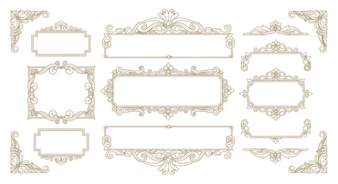 Ornate decorative frames and borders, vintage elements, elegant design