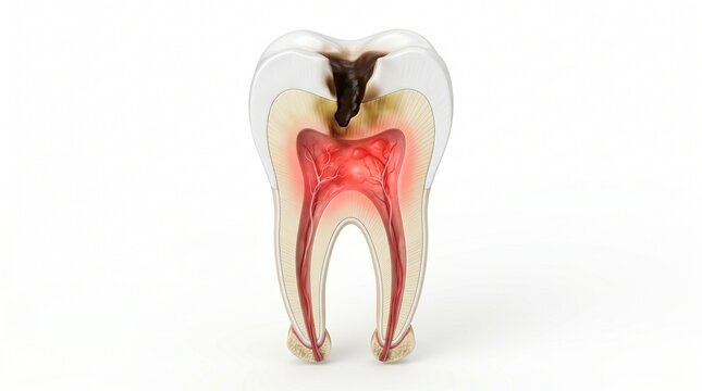 3D Cross-Section of Tooth Decay Causing Acute Pulpitis