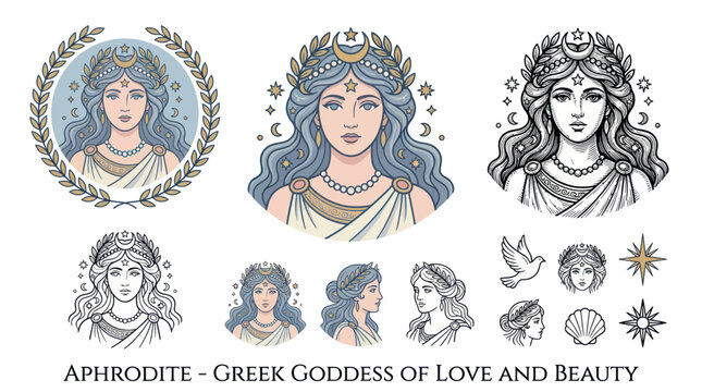 Mythological Woman Portrait Collection, Greek Goddess Aphrodite, Love & Beauty