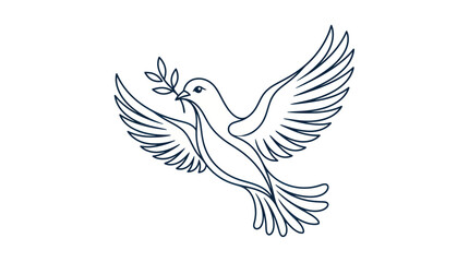 Fototapeta premium Elegant Line Art Dove with Olive Branch, Symbol of Peace and Hope