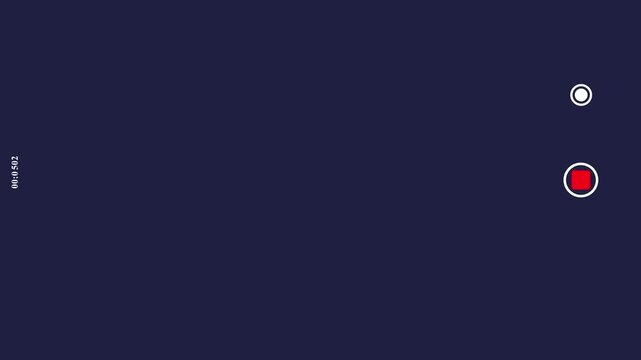 Dark blue background with white and red recording icons and timer video camera