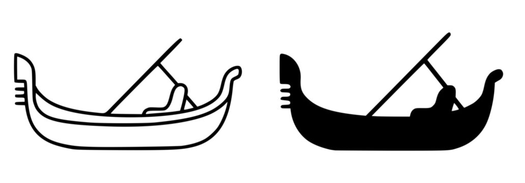 Gondola illustration, minimalist outline and silhouette icon