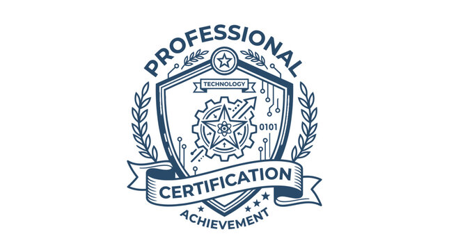 Professional Technology Certification Badge Emblem Achievement