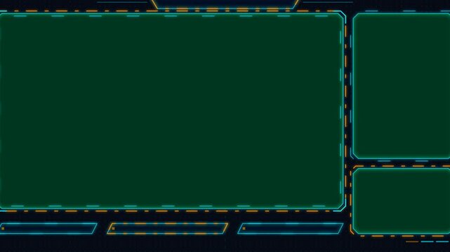 Futuristic Cyberpunk Gaming HUD Stream Overlay with Neon Green Glowing Borders.