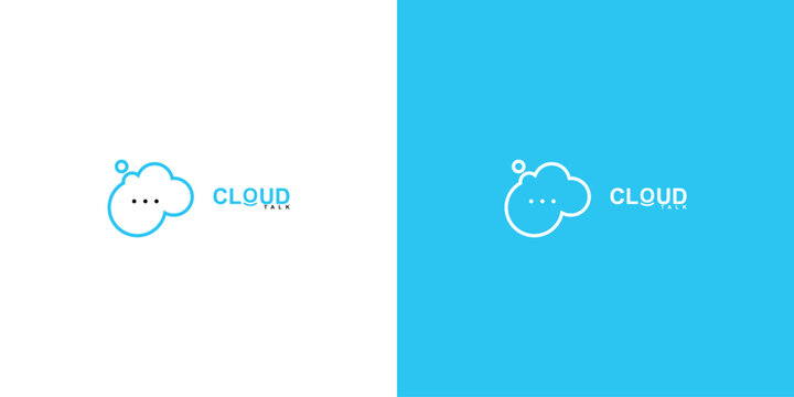 Creative cloud and talk logo design combination , premium vector
