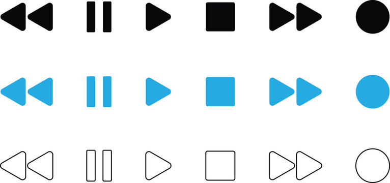 Play icon set vector art illustration