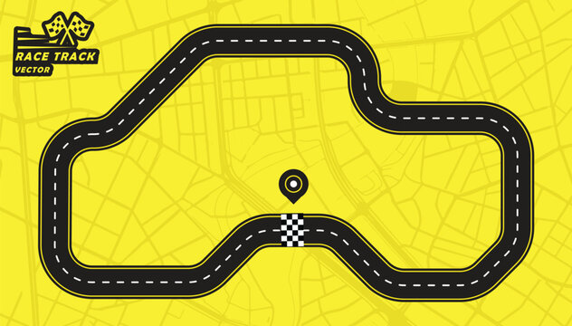 Road track or Race track isolated on yellow background.