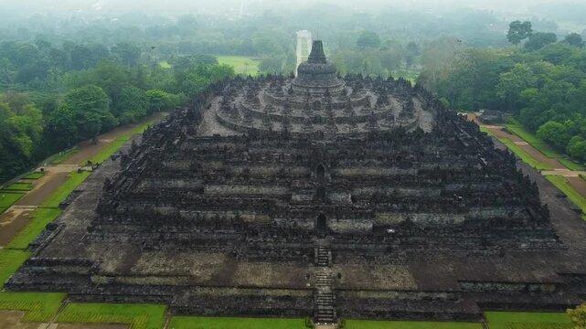 Aerial view of borobudur temple in yogyakarta indonesia