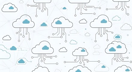 Obraz premium Cloud Computing Network Seamless Pattern Background.