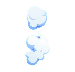 Obraz premium Cartoon white cloud font punctuation semicolon. Fluffy cloud typeface heaven cloudy sky font isolated vector special symbol. White mist typeset sign or white smoke alphabet type punctuation mark