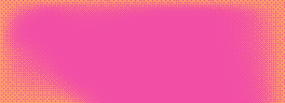 Pixelated bitmap gradient texture in yellow and pink color. Retro pixel art, glitch dither pattern, 8 bit background. Leisure or arcade games duotone border frame.Eps10