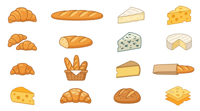 Variety of bread and cheese.