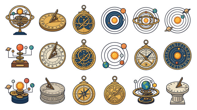 Vintage astronomy instrument pendants.