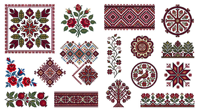 Traditional Embroidered Floral Patterns.