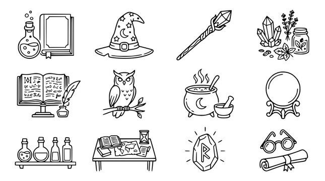 Mystical Elements Collection: Witchcraft, Magic, and Alchemy Icons Set
