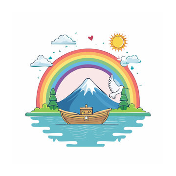 Noah's Ark with Rainbow and Dove