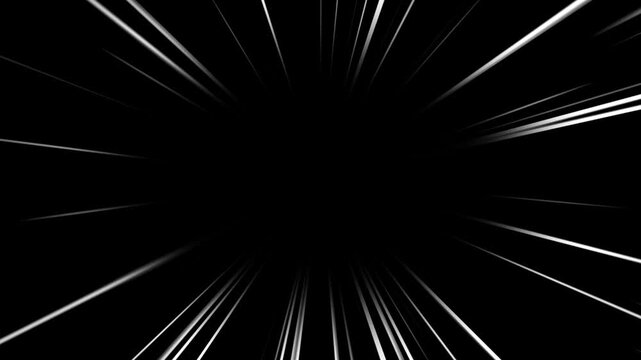 White anime manga speed lines against black background. Anime zoom speed lines animation in alpha channel transparent background.
Abstract dynamic anime speedlines animation. comic book animation.