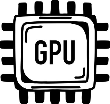GPU Chip Hand Drawn Doodle Icon &ndash; Graphics Processing Unit Technology