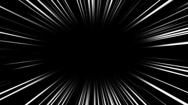 White anime manga speed lines against black background. Anime zoom speed lines animation in alpha channel transparent background.
Abstract dynamic anime speedlines animation. comic book animation.